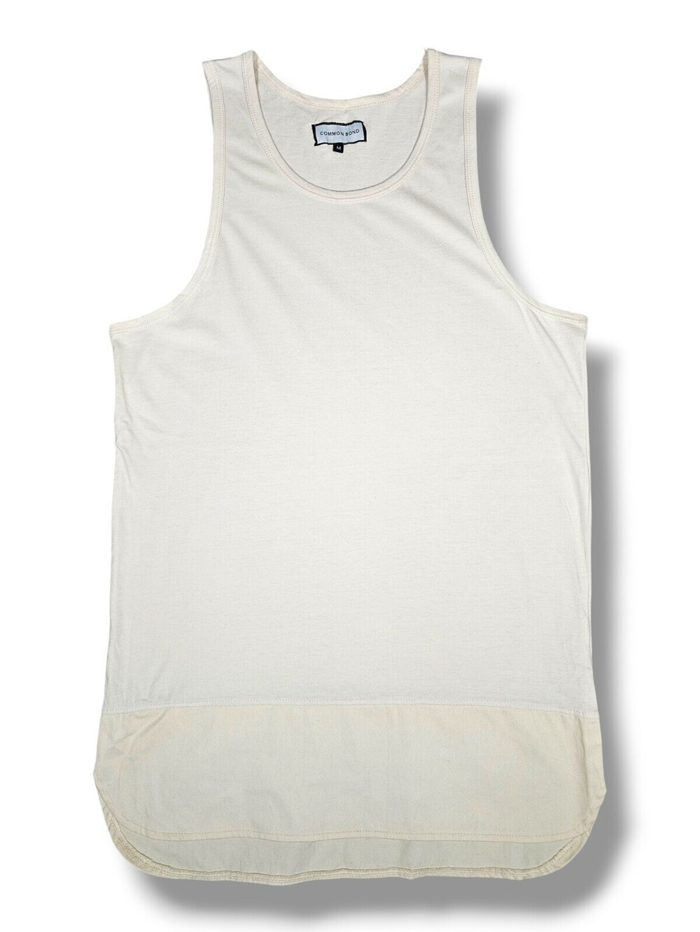 White Curved Hem Longline Tank Top Casual Minimalist Streetwear Basics Medium